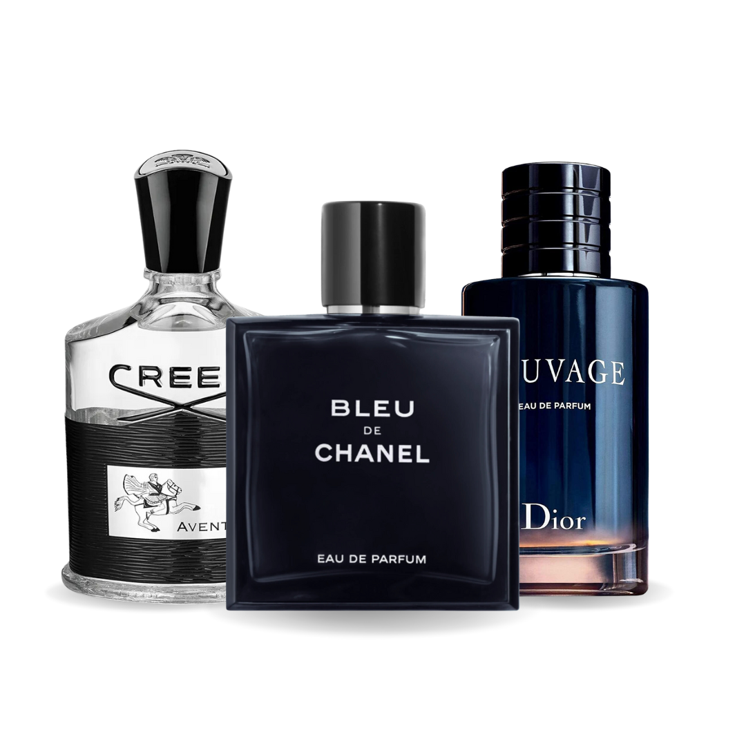 Combo 3 profumi Creed Aventus, Bleu De Chanel, Dior Sauvage 100ml